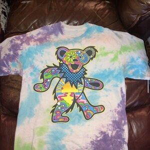 Colorful Tie-Dye Kids Shirt with Bear Design